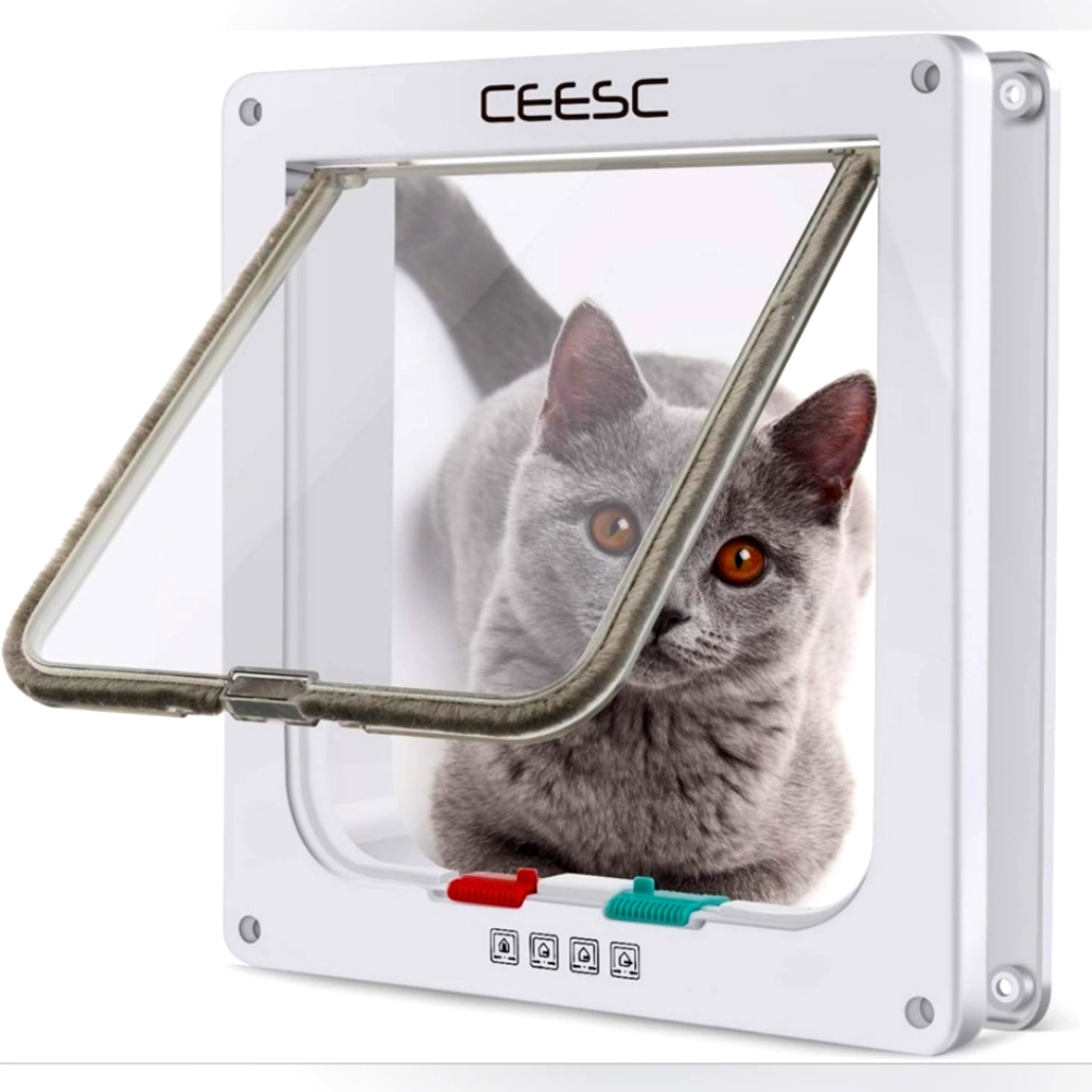 CEESC 4-Way Locking Pet Door - 6.18"(W) x 6.3"(H) - Medium size